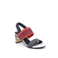 Zink Slingback Mid Black and White Mix + Neon Red