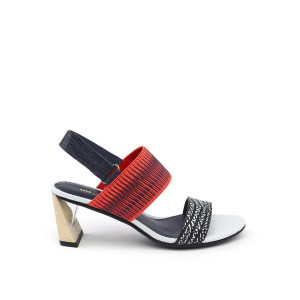 Zink Slingback Mid Black and White Mix + Neon Red 39