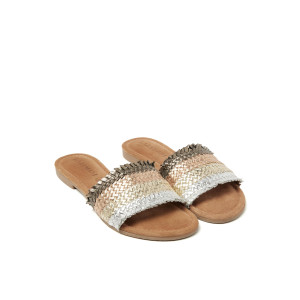 Woven Mules Gold